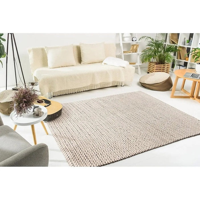 Tapis de salon tressé main en laine BORY - Novatrend 