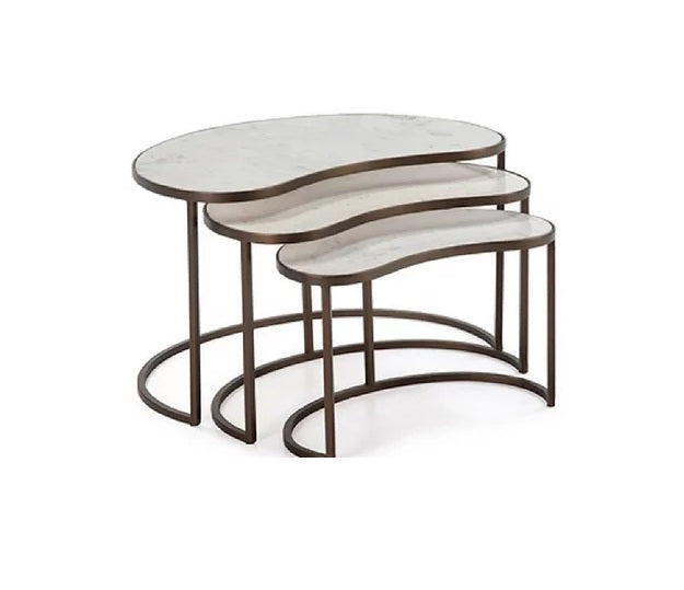 Set de 3 tables d'appoint marbre et métal - Novatrend 
