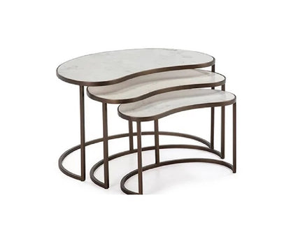 Set de 3 tables d'appoint marbre et métal - Novatrend 