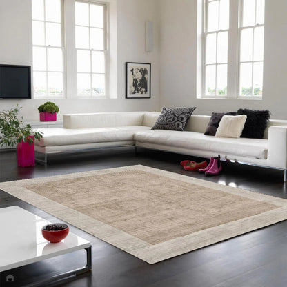 Tapis fait main uni à bordures LAME - Novatrend 