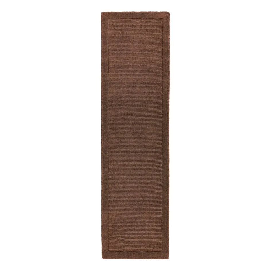 Tapis de couloir uni pure laine CANDY Marron - Novatrend 