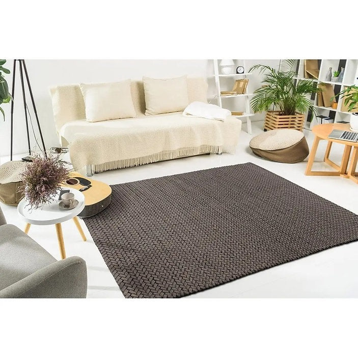 Tapis de salon tressé main en laine BORY - Novatrend 