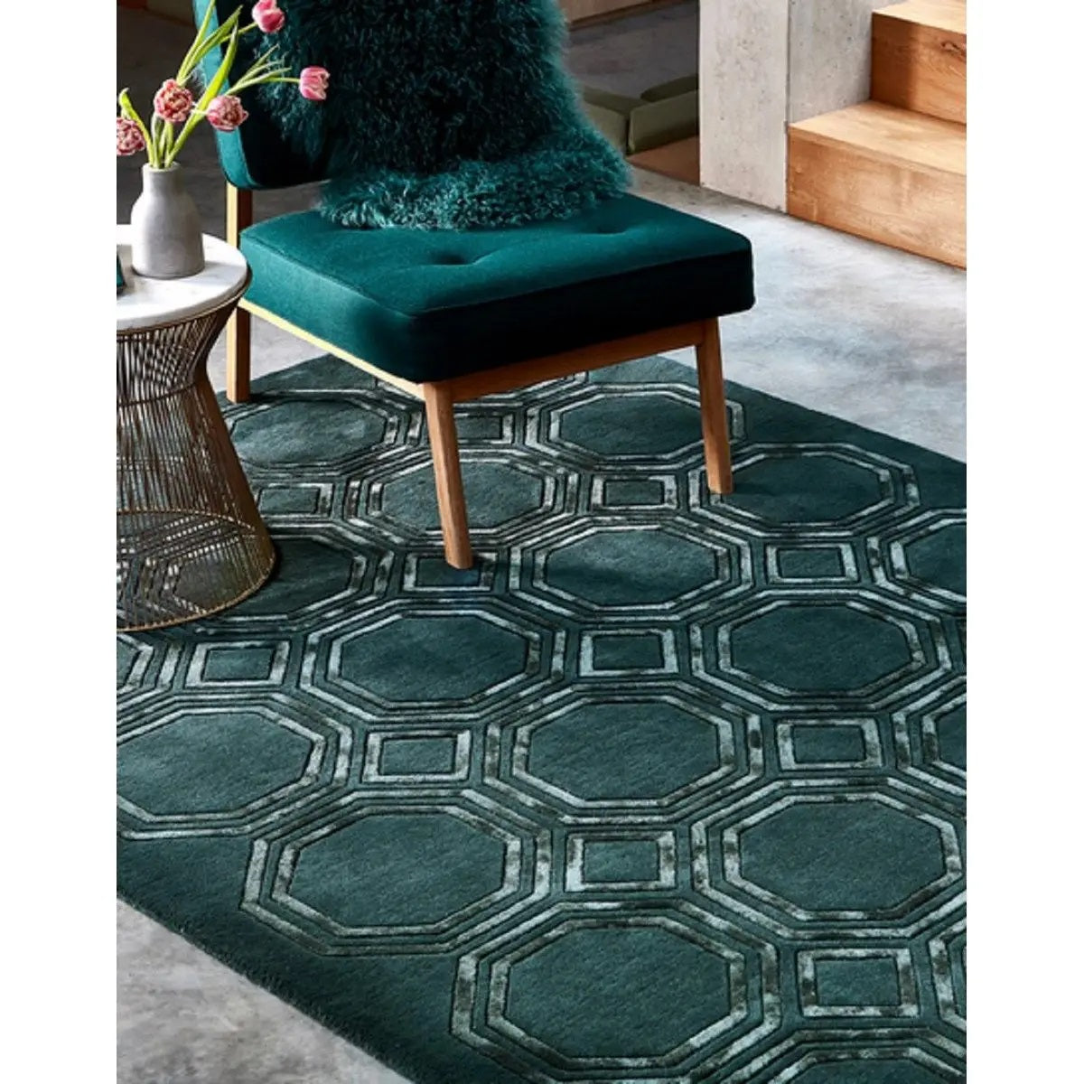 Tapis de salon moderne tissé main en laine NAVEL - Novatrend 