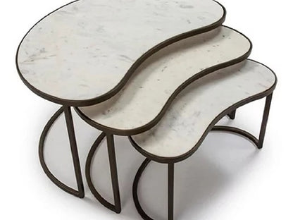 Set de 3 tables d'appoint marbre et métal - Novatrend 