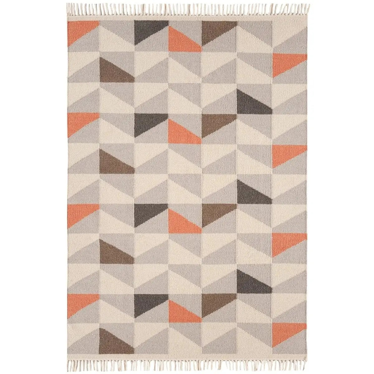 Tapis pure laine à franges JITNEY GEO - Novatrend 