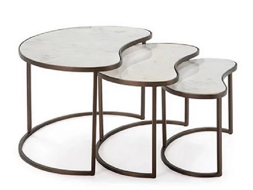 Set de 3 tables d'appoint marbre et métal - Novatrend 