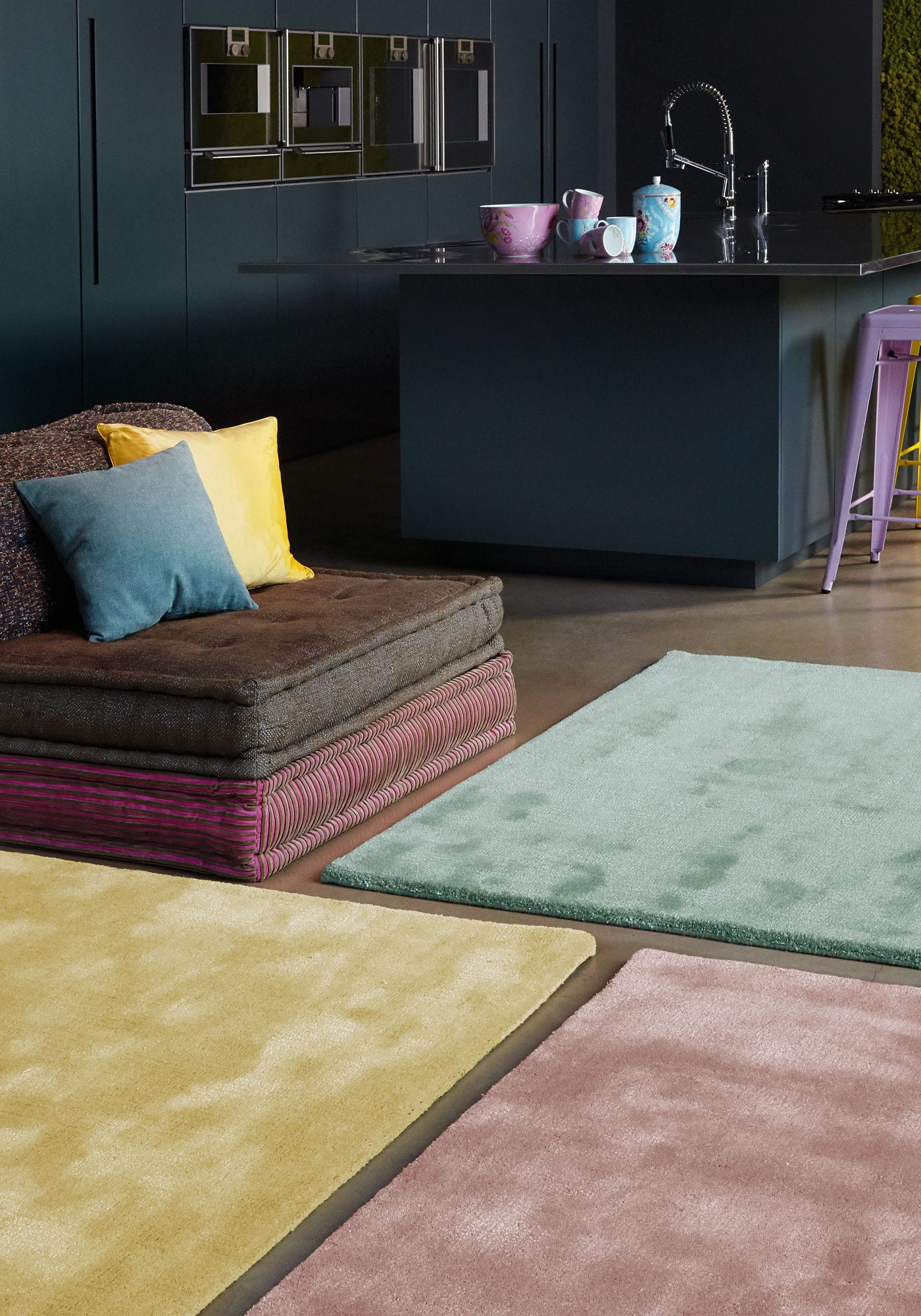 Tapis Luxe Salon Moderne PASTEL Jaune