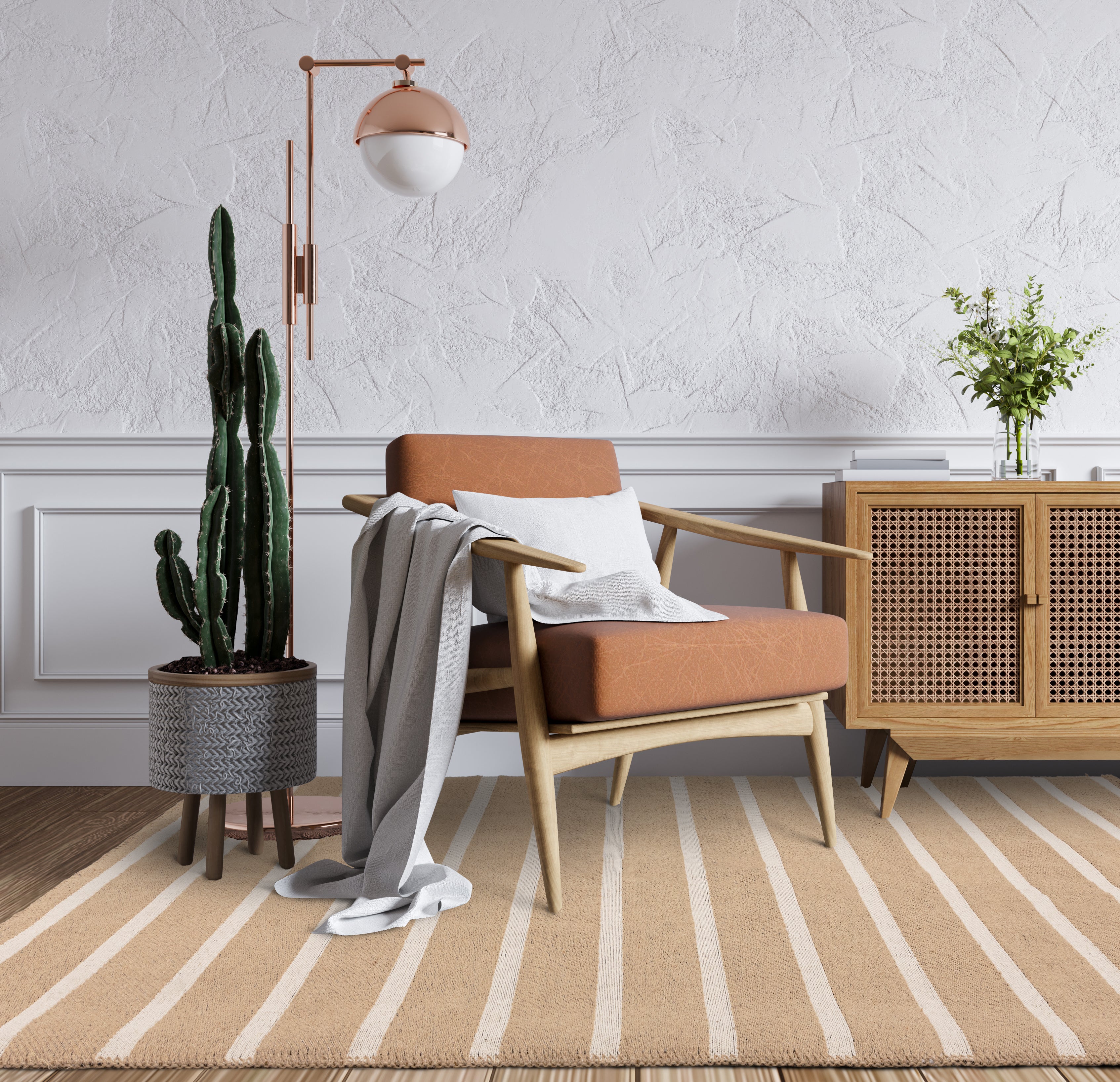 Modern Rug in Jute and Cotton STRIPPY