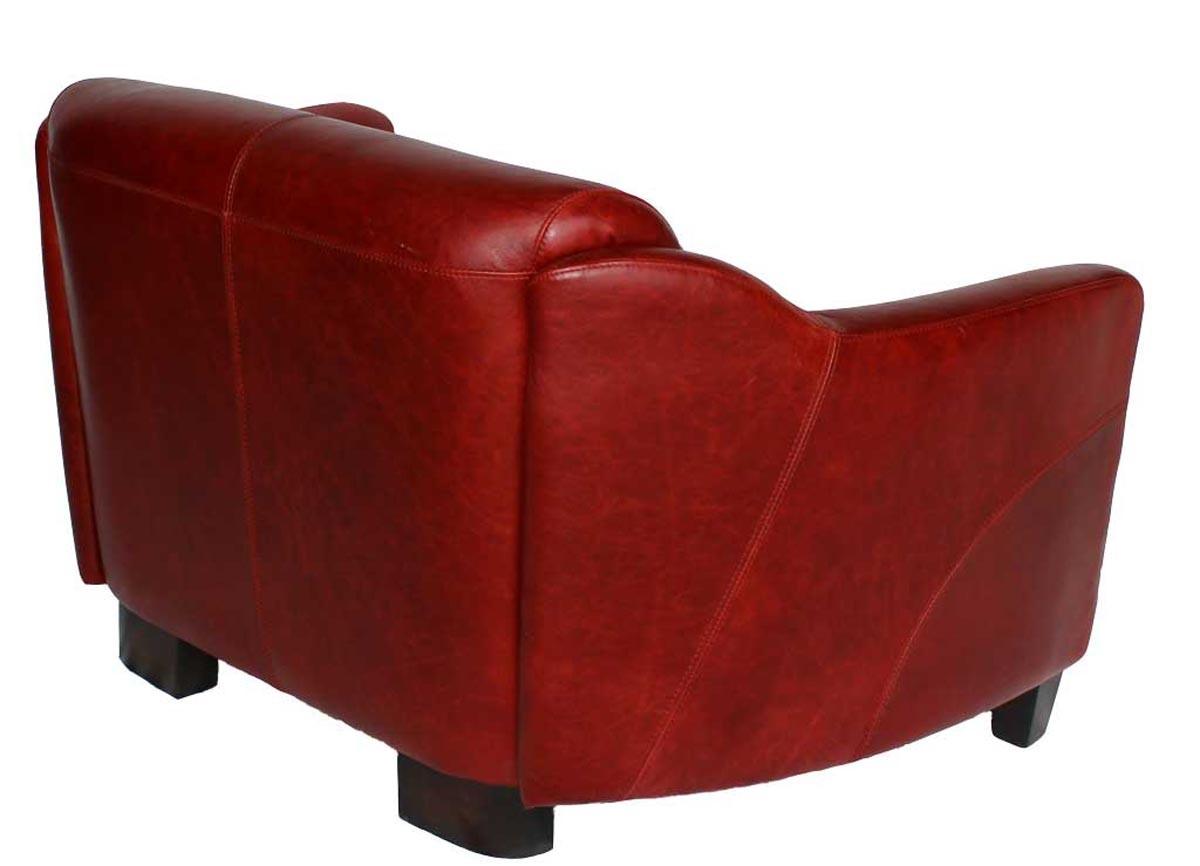 Canapé Gentleman Rouge en cuir véritable - Novatrend 