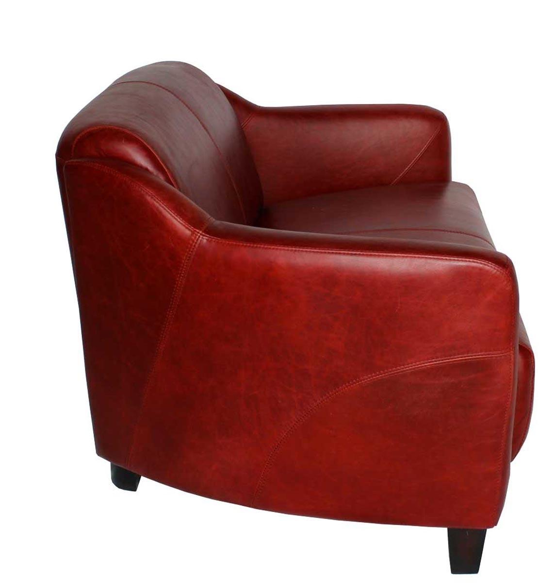 Canapé Gentleman Rouge en cuir véritable - Novatrend 