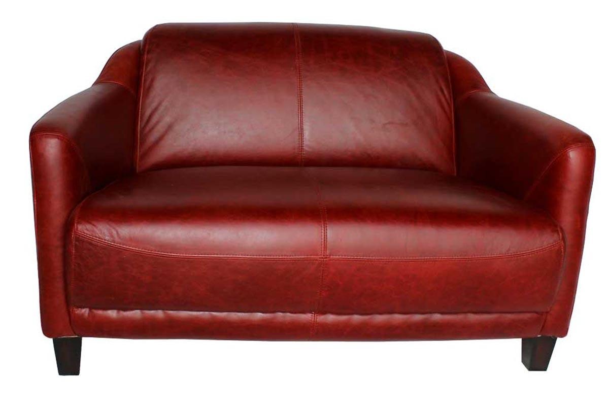 Canapé Gentleman Rouge en cuir véritable - Novatrend 