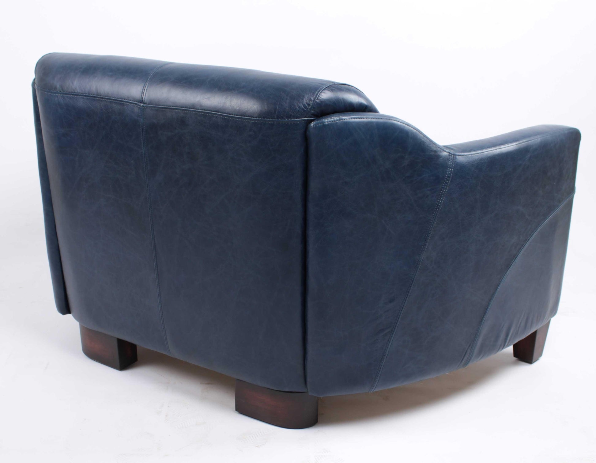 Canapé Gentleman Bleu cuir véritable - Novatrend 