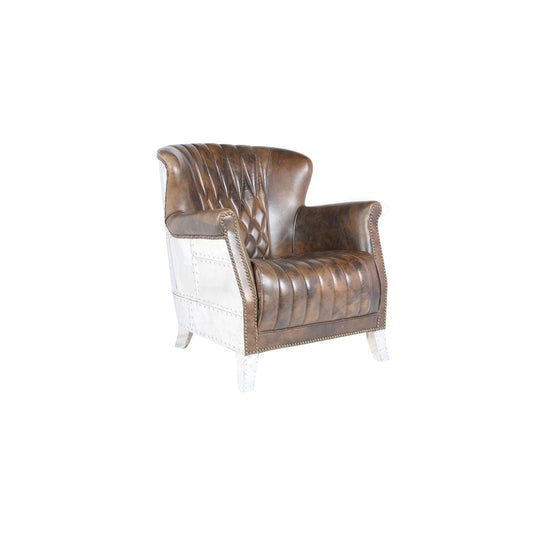 Fauteuil Bergère cuir véritable AERO JAVA