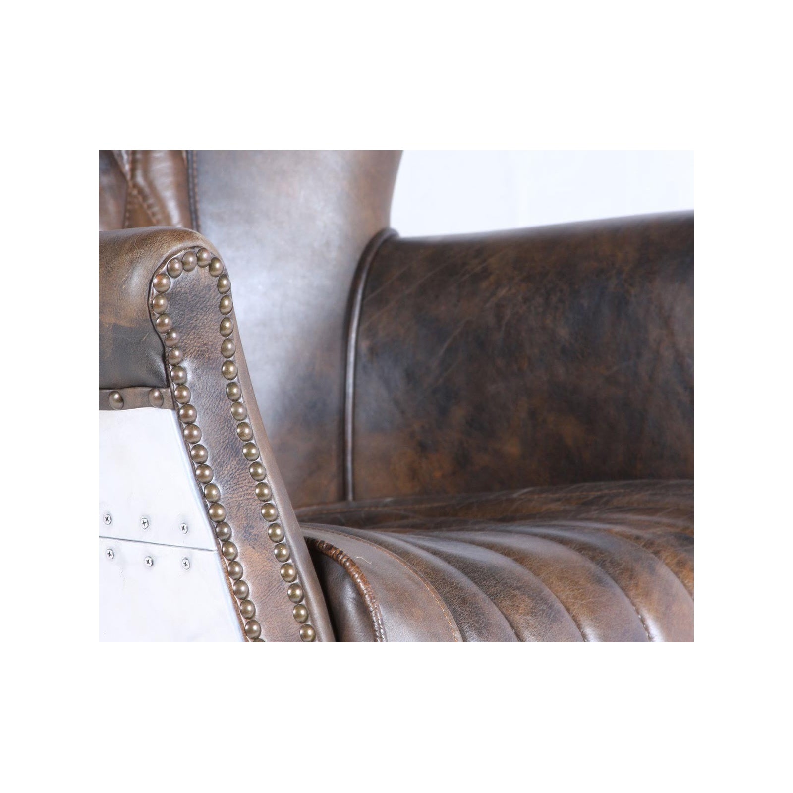 Fauteuil Bergère cuir véritable AERO JAVA