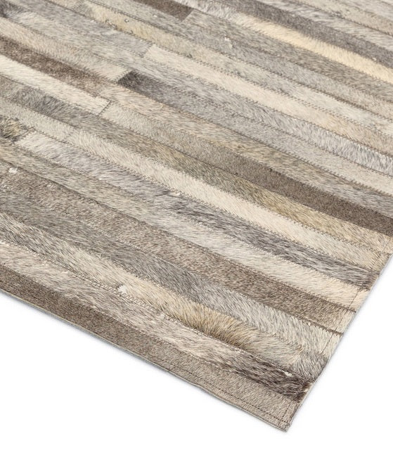 Tapis Salon Luxe Cuir de Vache PAMPA Stripes Light - Novatrend 