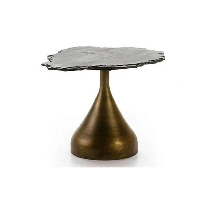 Table basse luxe pierre tailée et métal doré - Novatrend 