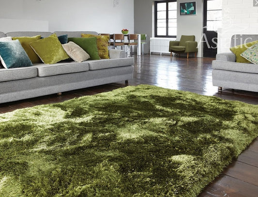 Tapis salon confort shaggy SPLASH Vert - Novatrend 